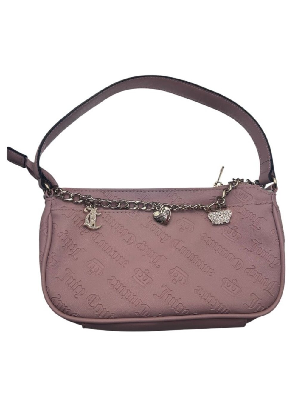 Juicy Couture Not Your Babe Shoulder Bag Dusty Pink Bag Charms Y2K